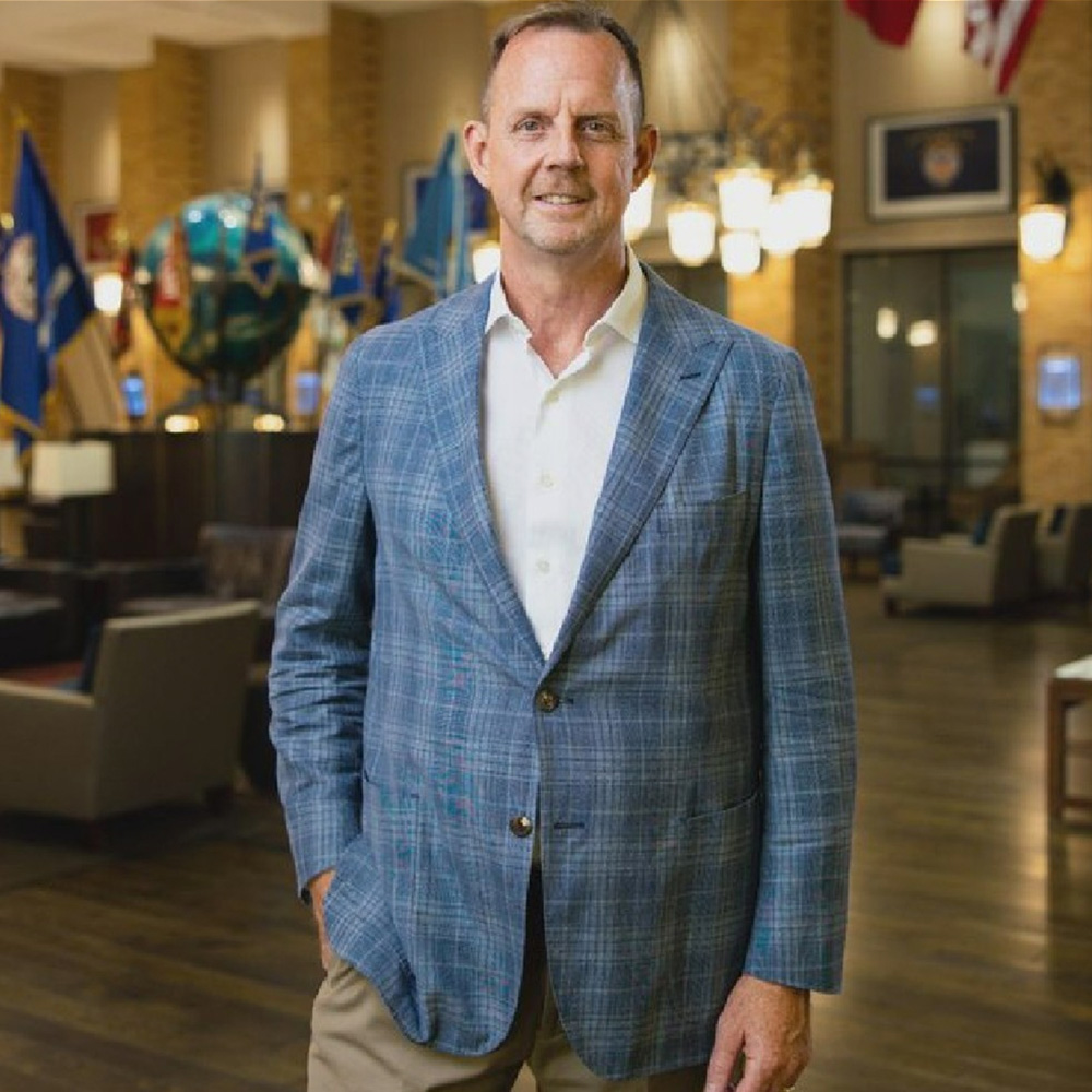 John Albers in Memorial Student Center Flag Room