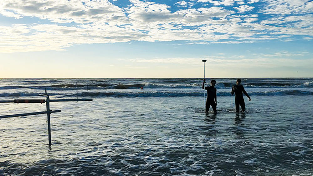 Engineering students in ocean